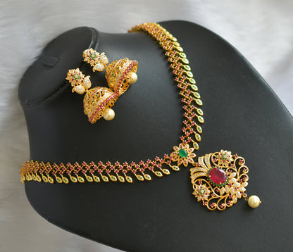 Gold tone cz ruby-emerald mango necklace set dj-20901