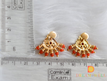 Gold tone coral peacock earrings dj-38498