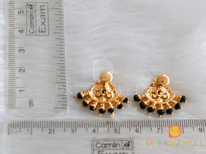 Gold tone black peacock earrings dj-38499