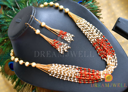 Gold tone pearl multilayer necklace set