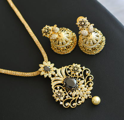 Gold Tone Cz-black mango Necklace Set dj-07033