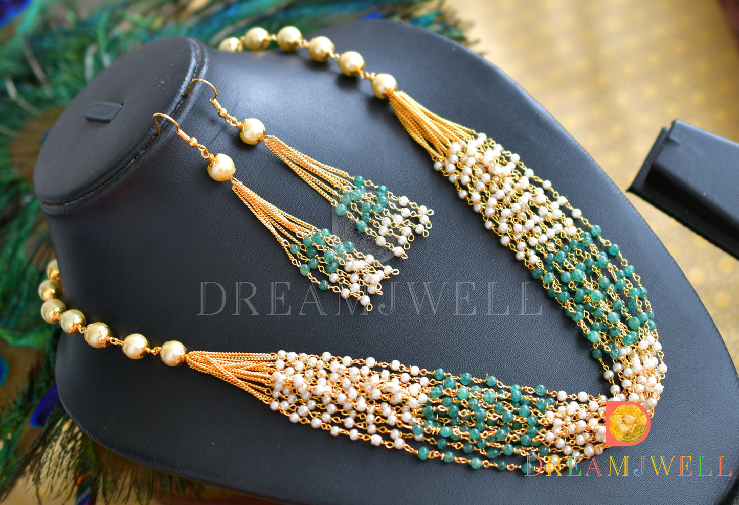 Gold tone pearl multilayer necklace set