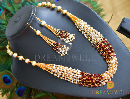 Gold tone pearl multilayer necklace set