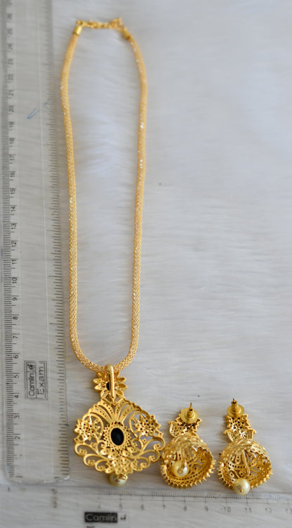 Gold tone Cz-blue mango necklace set dj-07036