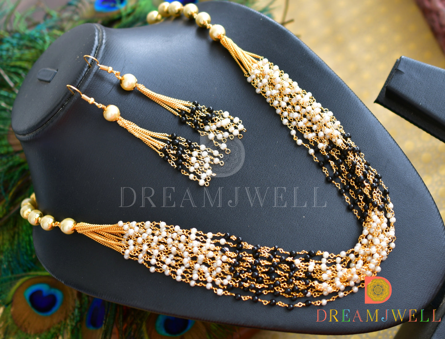 Gold tone pearl multilayer necklace set