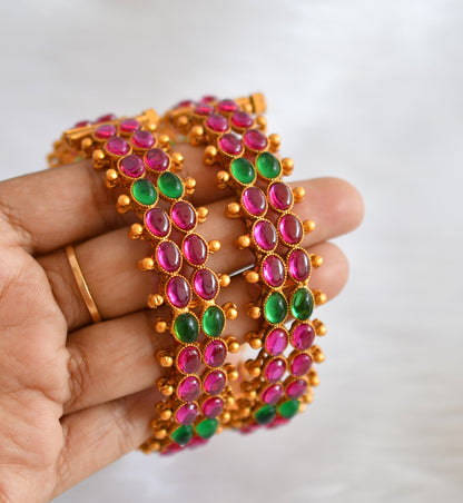 Matte finish kemp-green screw type bangles(2.8) dj-19826