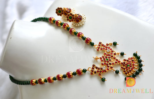 Gold tone handmade red-green necklace set dj-10283