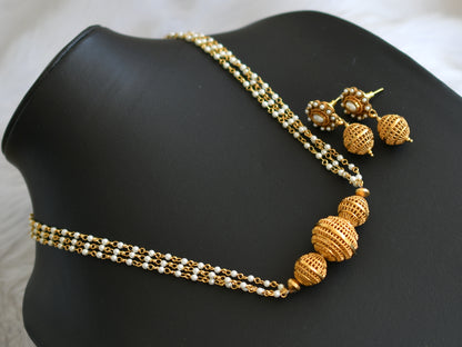 Antique gold tone pearl beaded necklace set dj-05175