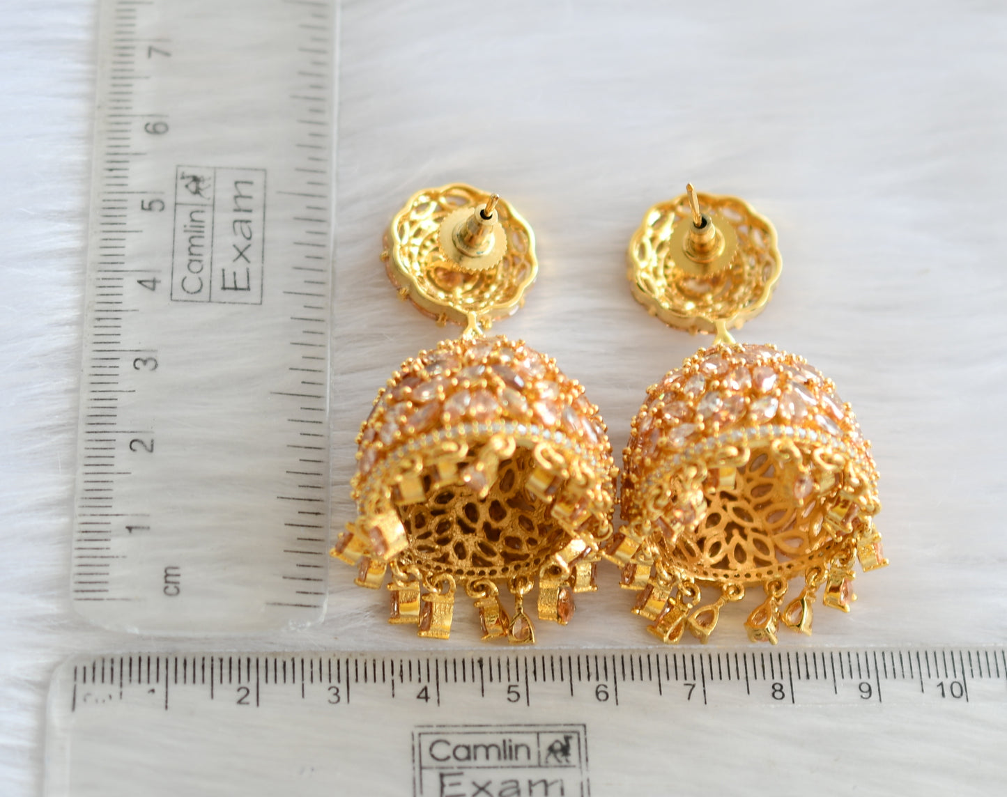 Gold tone cz gold stone big jhumkka dj-19804