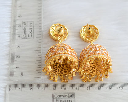 Gold tone cz gold stone big jhumkka dj-19804