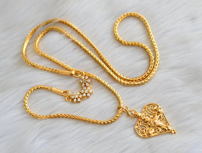 Gold tone white stone cross pendant with mugappu chain dj-40869
