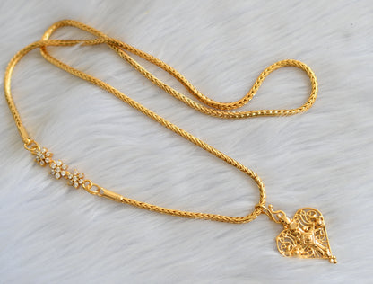 Gold tone white stone cross christian pendant with mugappu chain dj-40869