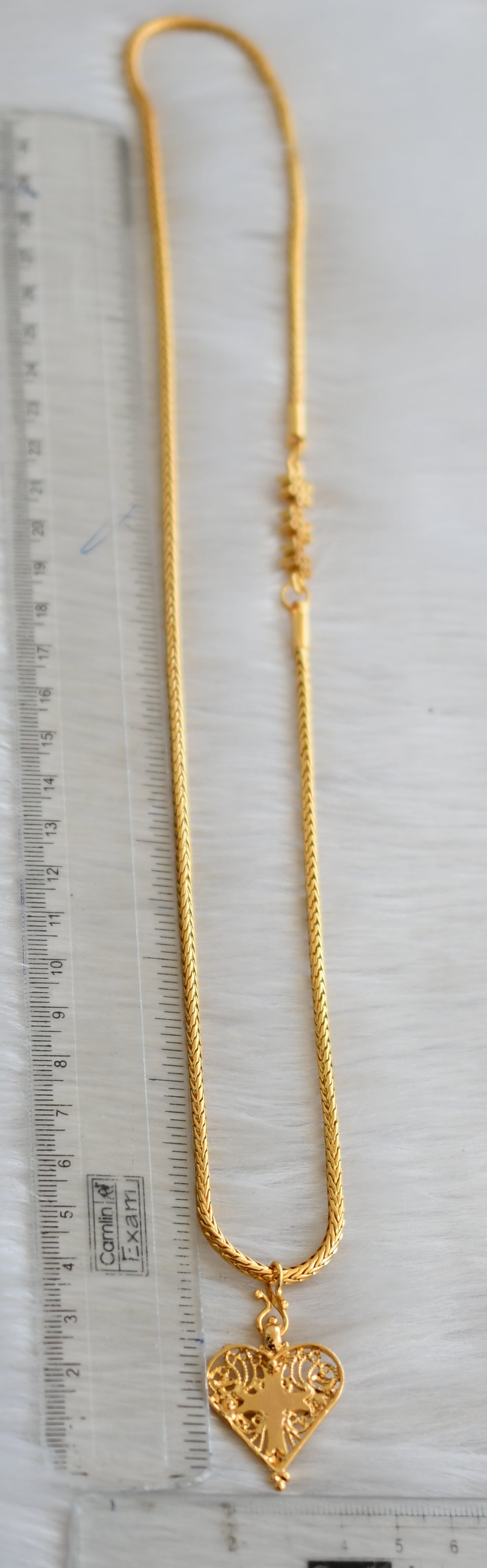 Gold tone white stone cross christian pendant with mugappu chain dj-40869