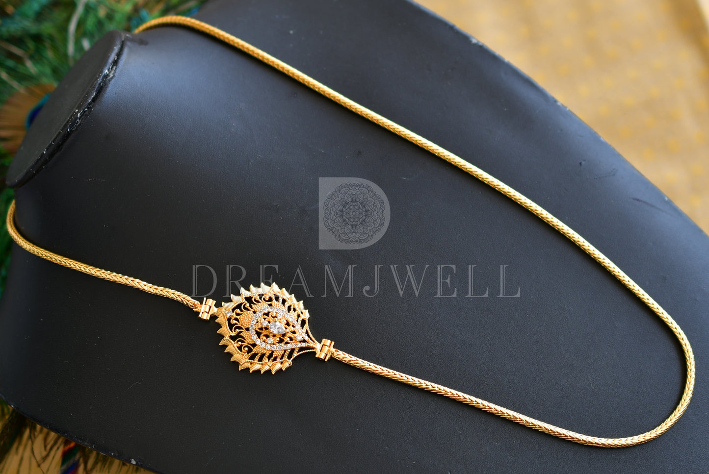 Gold Plated Cz White Designer Mugappu Chain dj-23229