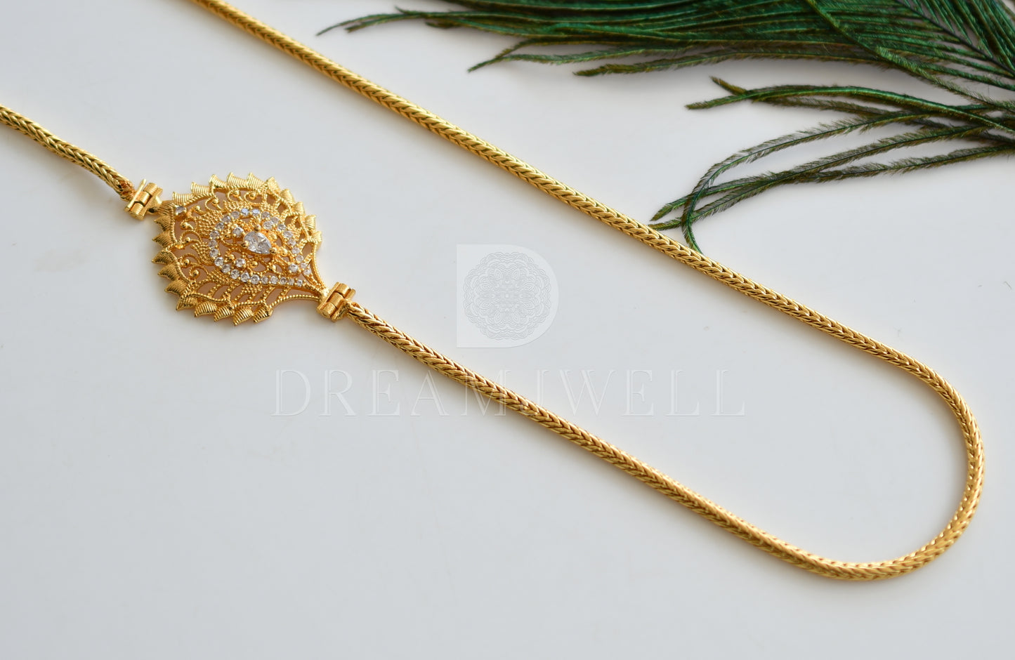 Gold Plated Cz White Designer Mugappu Chain dj-23229