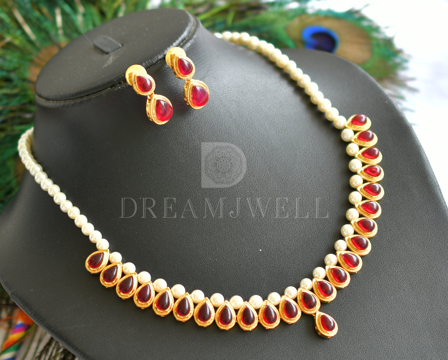 Gold tone Kemp Pearl Necklace Set -dj13452