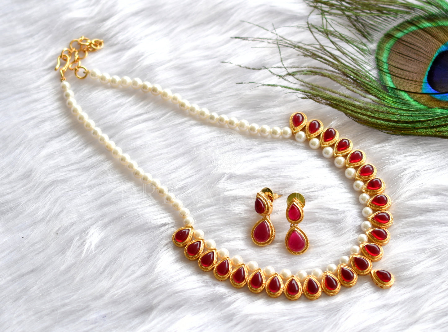 Gold tone Kemp Pearl Necklace Set -dj13452