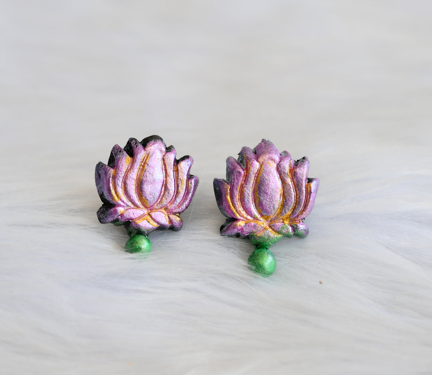 Hand made green-purple Lotus necklace set dj-39915