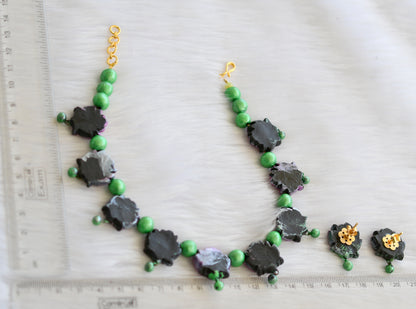 Hand made green-purple Lotus necklace set dj-39915