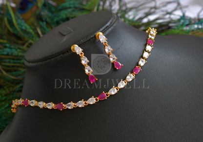 Gold Tone Ad White-ruby Necklace Set-dj14108