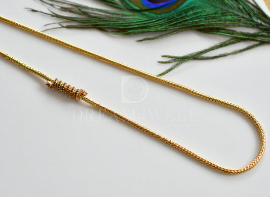 Gold tone Cz Ruby-emerald Spiral Mugappu Chain dj-23222