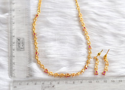 Gold Tone Ad White-ruby Necklace Set-dj14108