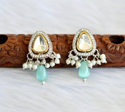 Two tone cz white kundan earrings dj-39951