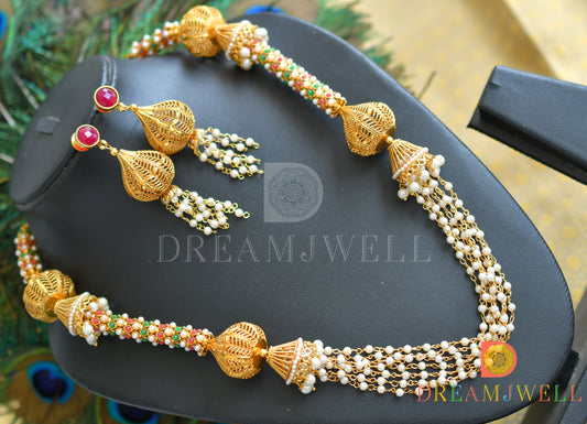 Antique designer multi colors pearl necklace set dj-06775