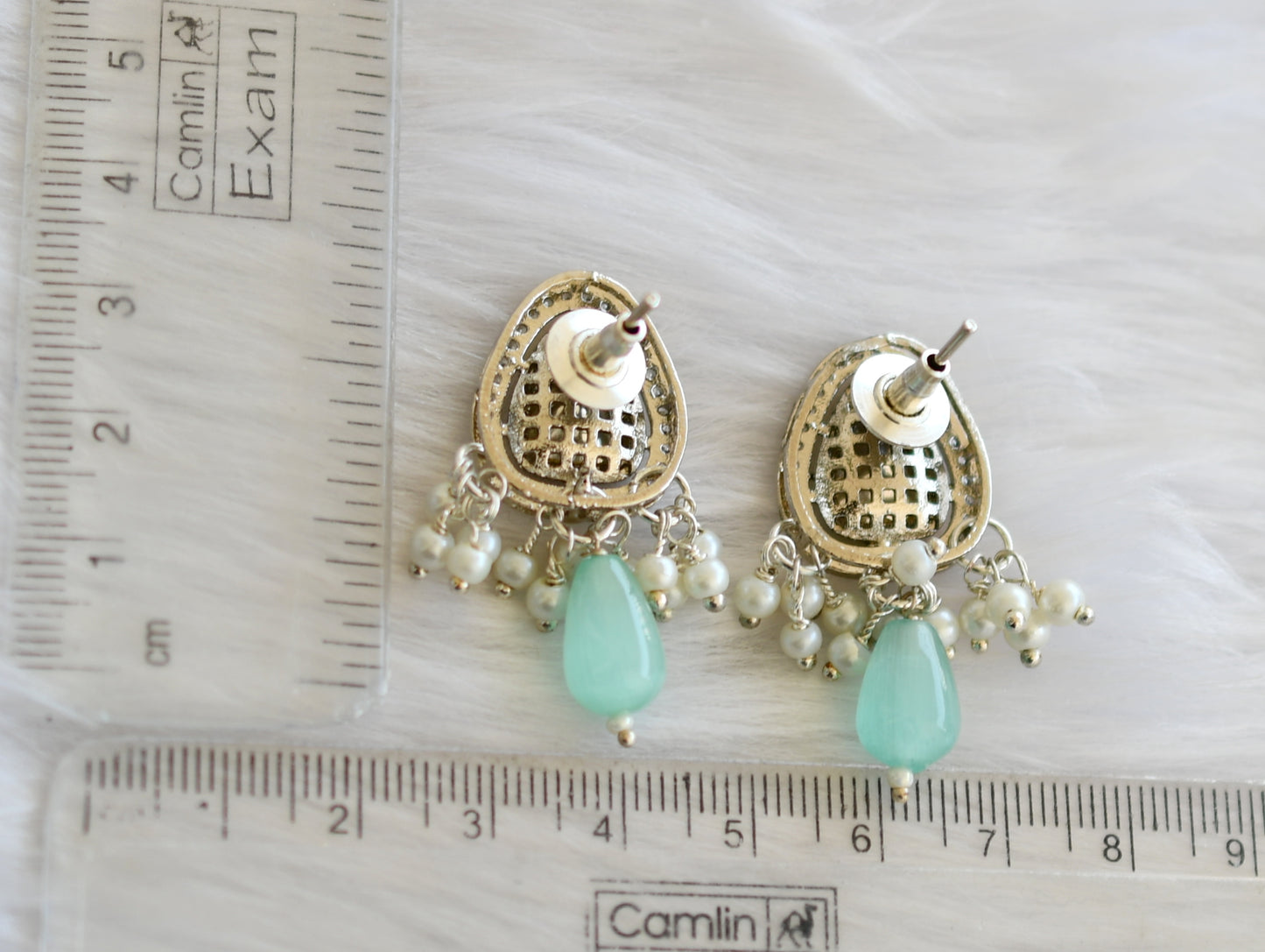 Two tone cz white kundan earrings dj-39951