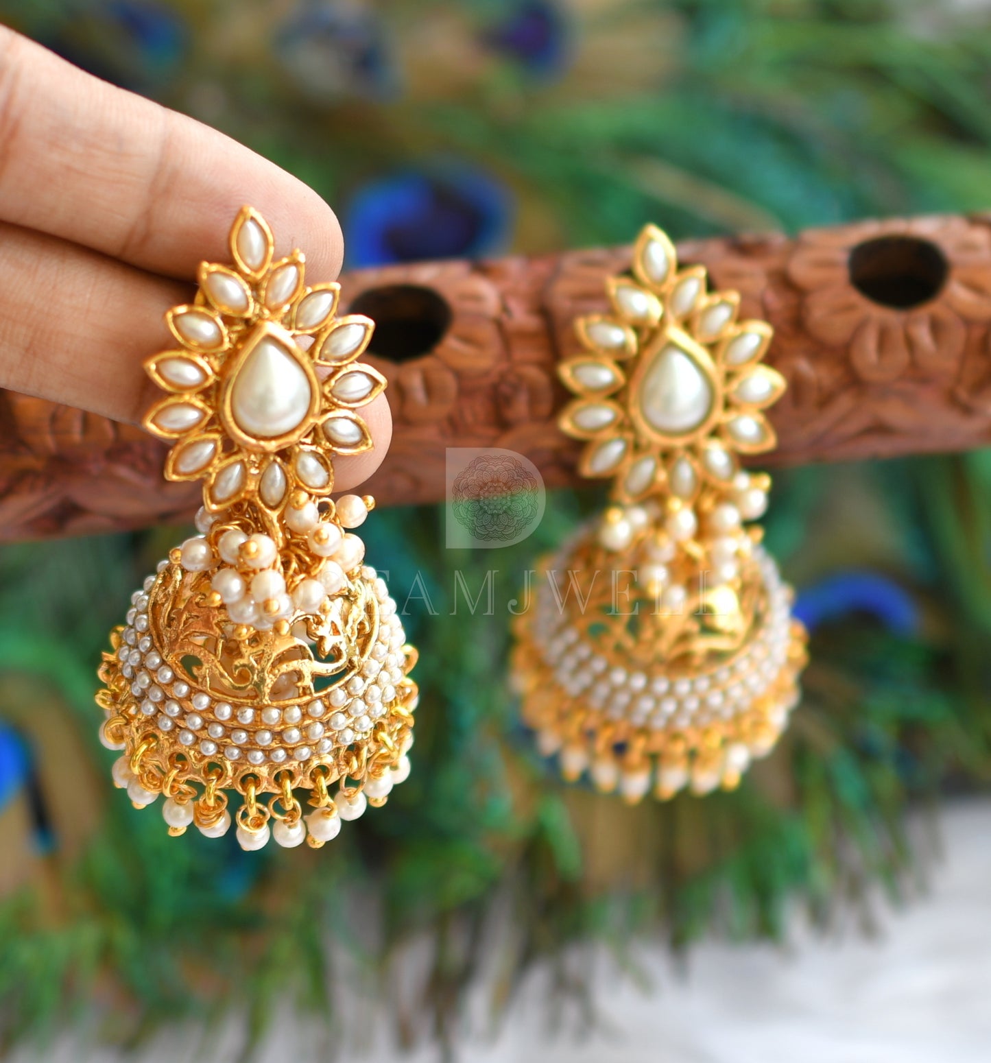 Antique Pearl cluster Jhumkka -dj12822