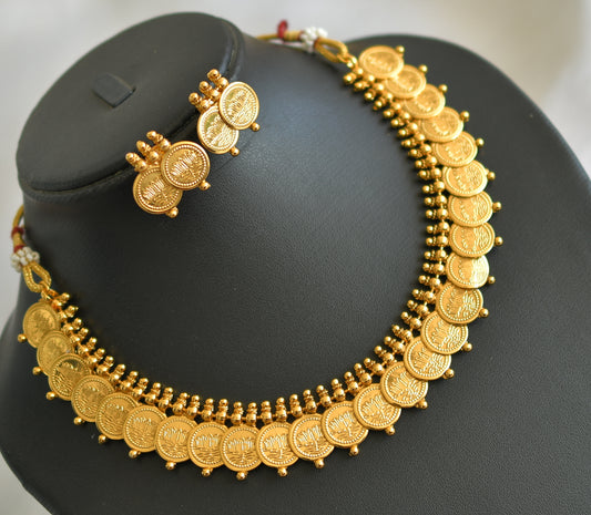 Gold tone Lotus coin necklace set dj-15283