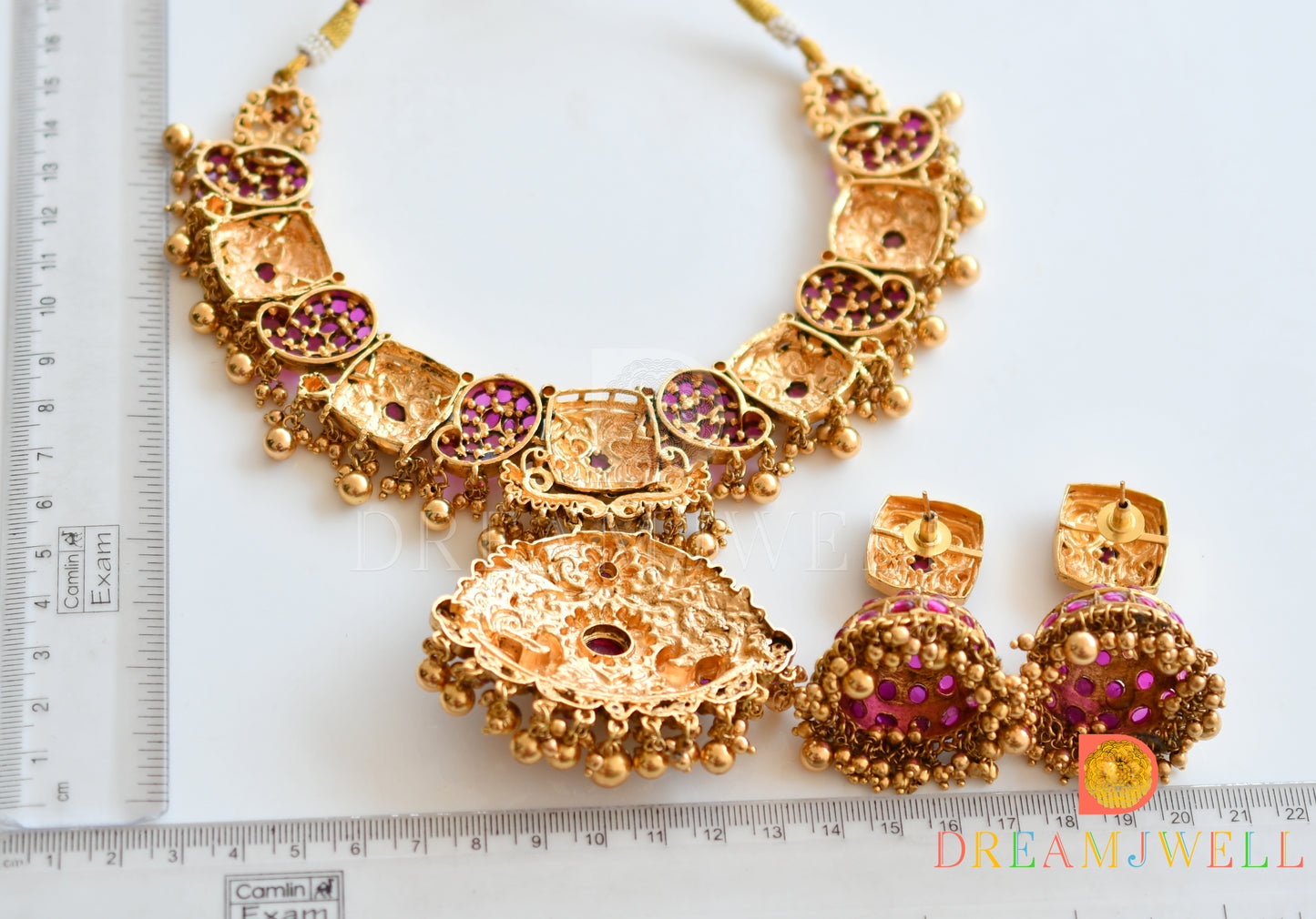 Matte finish Kemp Mango-Peacock designer necklace set dj-36201