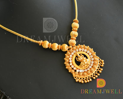 Gold tone white stone Lakshmi necklace dj-37674