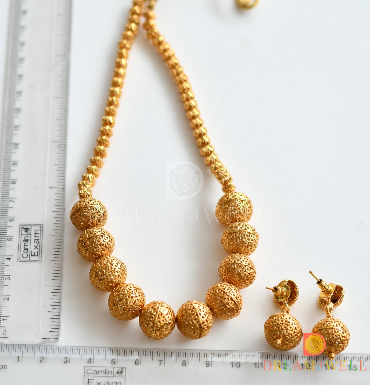 Antique gold tone beaded necklace set dj-06434