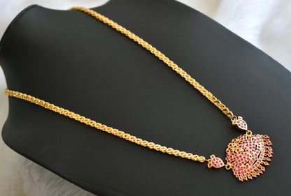 Gold tone ad pink stone south Indian swan pendant with chain dj-40913