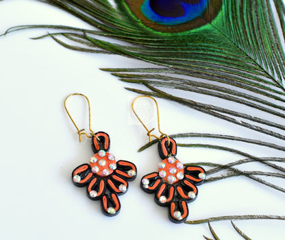 Unique Handmade Designer Orange Quilled Necklace Set -dj08412