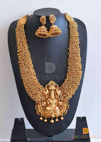 Matte finish big Krishna gold cluster haar set dj-36213