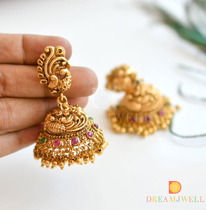 Matte finish big Krishna gold cluster haar set dj-36213