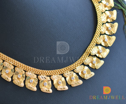 Gold tone white Kerala style necklace dj-37719