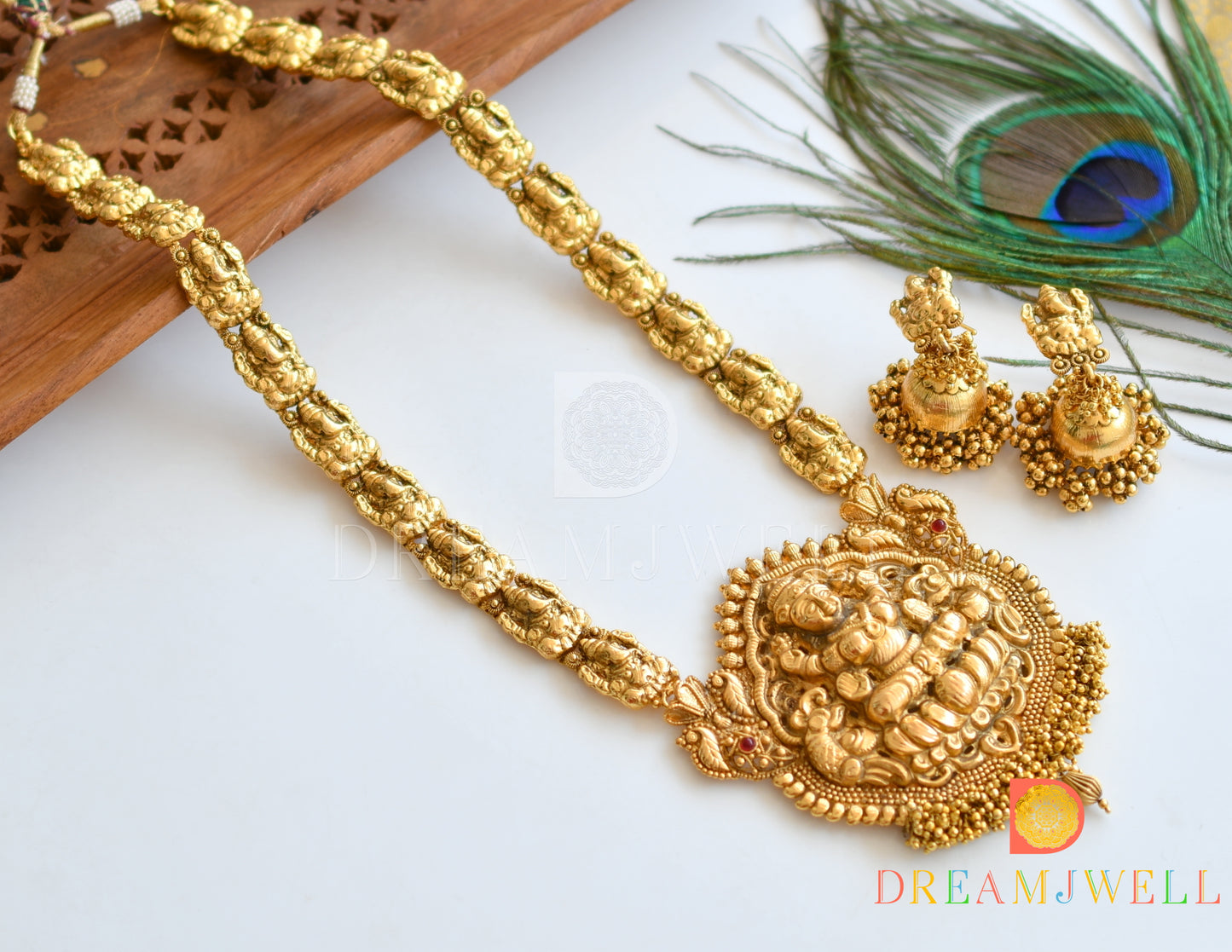 Divine Antique Kemp Ganesh-lakshmi Haar Set- DJ05341