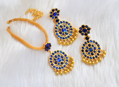 Gold tone blue necklace set dj-39302