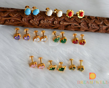 Gold tone AD assorted color combo stud/earrings  dj-38469