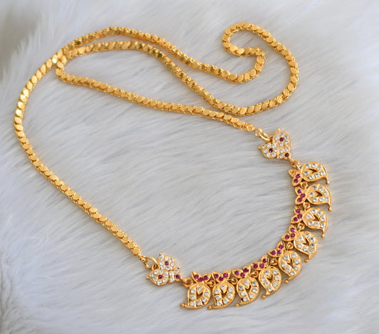 Gold tone Mango ruby-white south Indian pendant with chain dj-40910