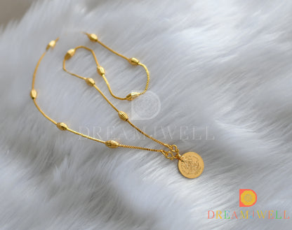 Gold tone chain with Lakshmi coin pendant combo dj-38466