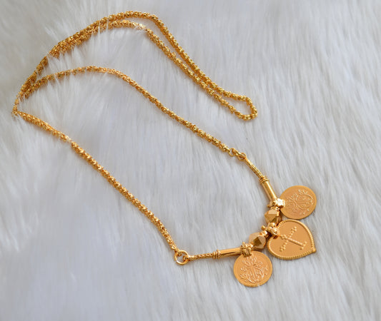 Gold tone heart shape cross coin mangalyam dj-39308