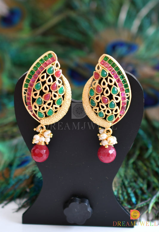 Matte finish emerald-ruby earrings dj-07647