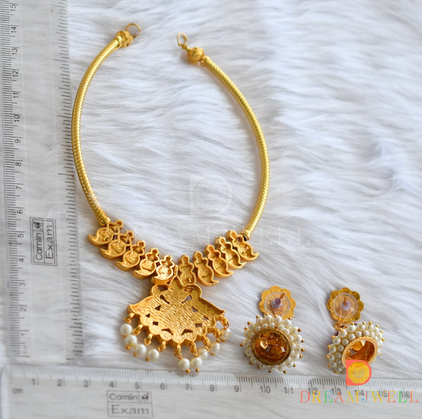 Gold tone kemp-green mango necklace set dj-27792