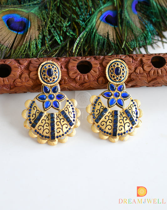 Matte finish blue bali earrings dj-07640