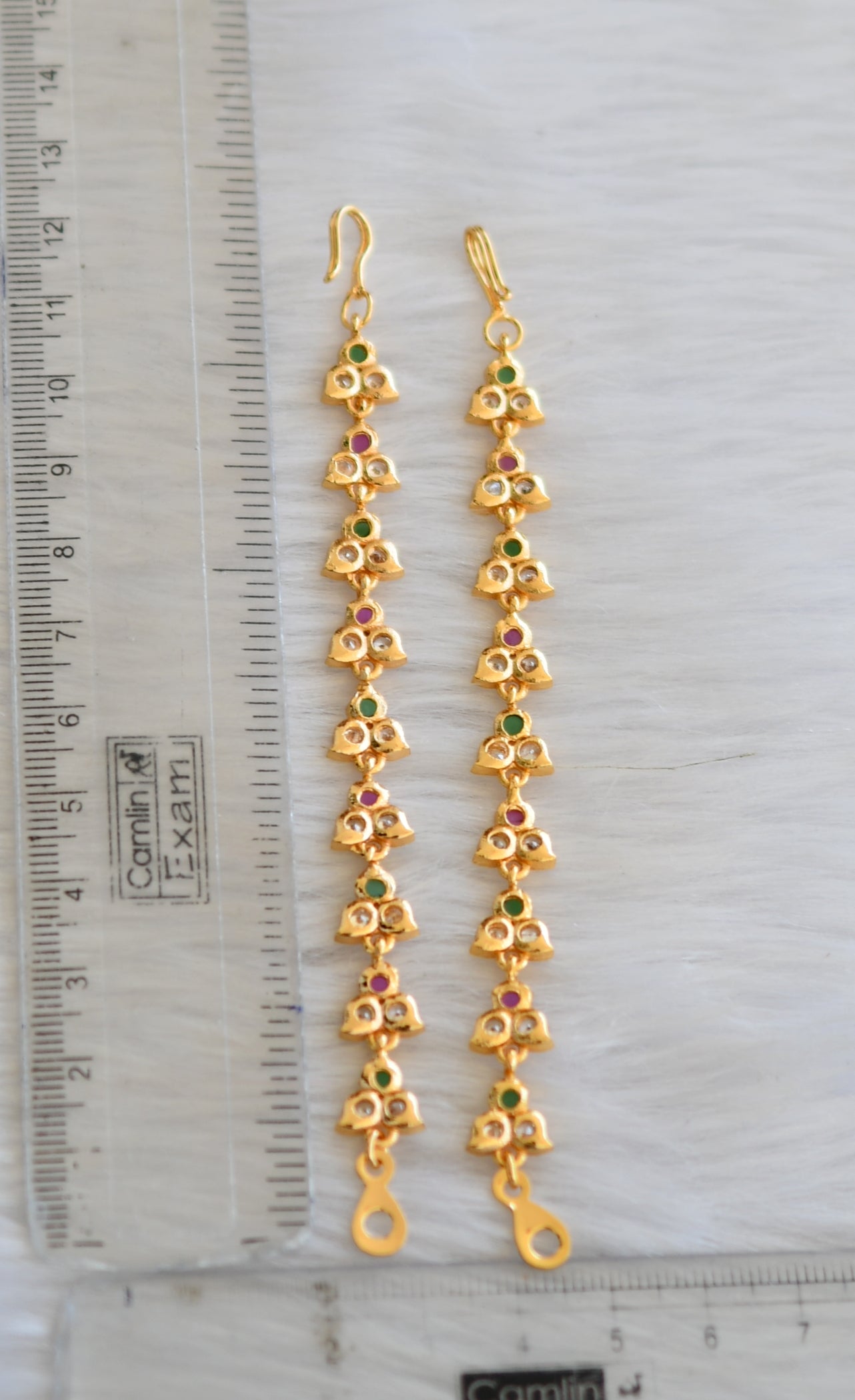 One Gram 1 gm Gold Coated Traditional Ethnic Daily Party Wear Stud Earrings  Kembu Attigai & Kaan Chain Matilu for Women and Girls