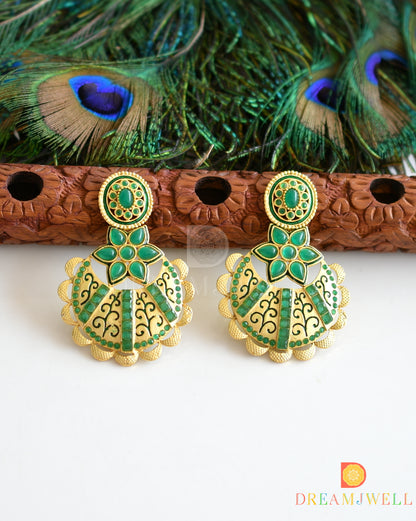 Matte finish emerald bali earrings dj-07639